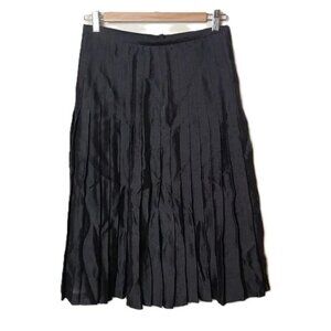 Vintage Tahari Accordion‎ Pleated Silk Skirt Goth Preppy Minimal Wednesday Adams